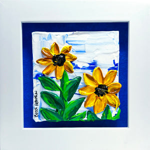 Small Sunflower Painting #1 - 3X3 Framed