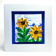 Load image into Gallery viewer, Small Sunflower Painting #1 - 3X3 Framed