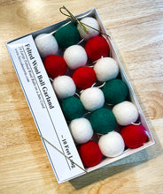 Load image into Gallery viewer, Felted Wool Ball Garland - Red, Green and White - 10 Foot