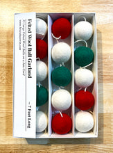 Load image into Gallery viewer, Felted Wool Ball Garland - Red, Green and White - 7 Foot