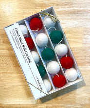 Load image into Gallery viewer, Felted Wool Ball Garland - Red, Green and White - 7 Foot