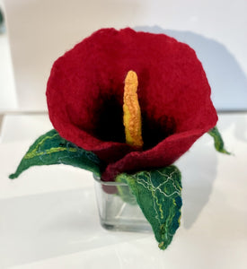 Ruby Red - Felted Flower in a Vase