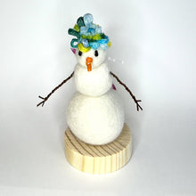Load image into Gallery viewer, Felted Snowperson - White with a Turquoise Hat #2