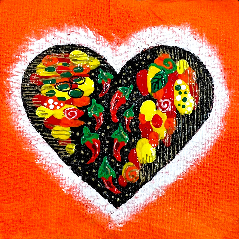 Heart Painting 3X3 - Orange Chillies