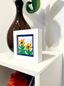 Small Sunflower Painting #2 - 3X3 Framed