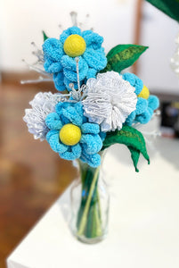 Blue Daisies - Handmade Flowers in a Vase