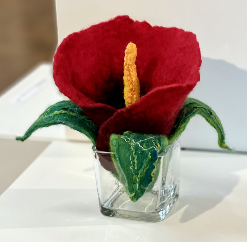 Ruby Red - Felted Flower in a Vase