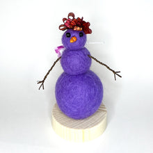 Load image into Gallery viewer, Felted Snowperson - Purple with a Red Hat
