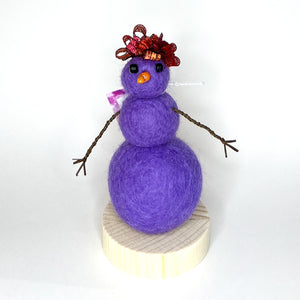 Felted Snowperson - Purple with a Red Hat