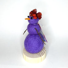 Load image into Gallery viewer, Felted Snowperson - Purple with a Red Hat
