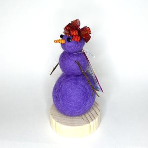 Felted Snowperson - Purple with a Red Hat