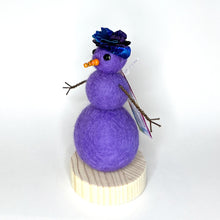 Load image into Gallery viewer, Felted Snowperson - Purple with a Blue Hat
