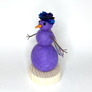 Felted Snowperson - Purple with a Blue Hat