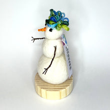 Load image into Gallery viewer, Felted Snowperson - White with a Turquoise Hat #1
