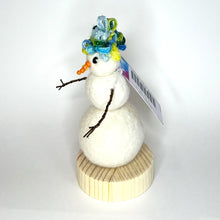Load image into Gallery viewer, Felted Snowperson - White with a Turquoise Hat #2
