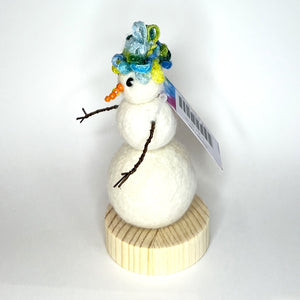 Felted Snowperson - White with a Turquoise Hat #2